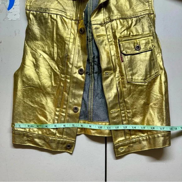 Kapital Foil Denim Vest Jacket metallic Gold Size 0 - Picture 12 of 17
